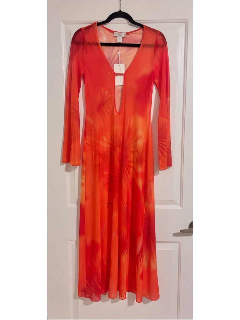 NWT Caroline Constas Mesh Long Sleeve Cover Up Dress